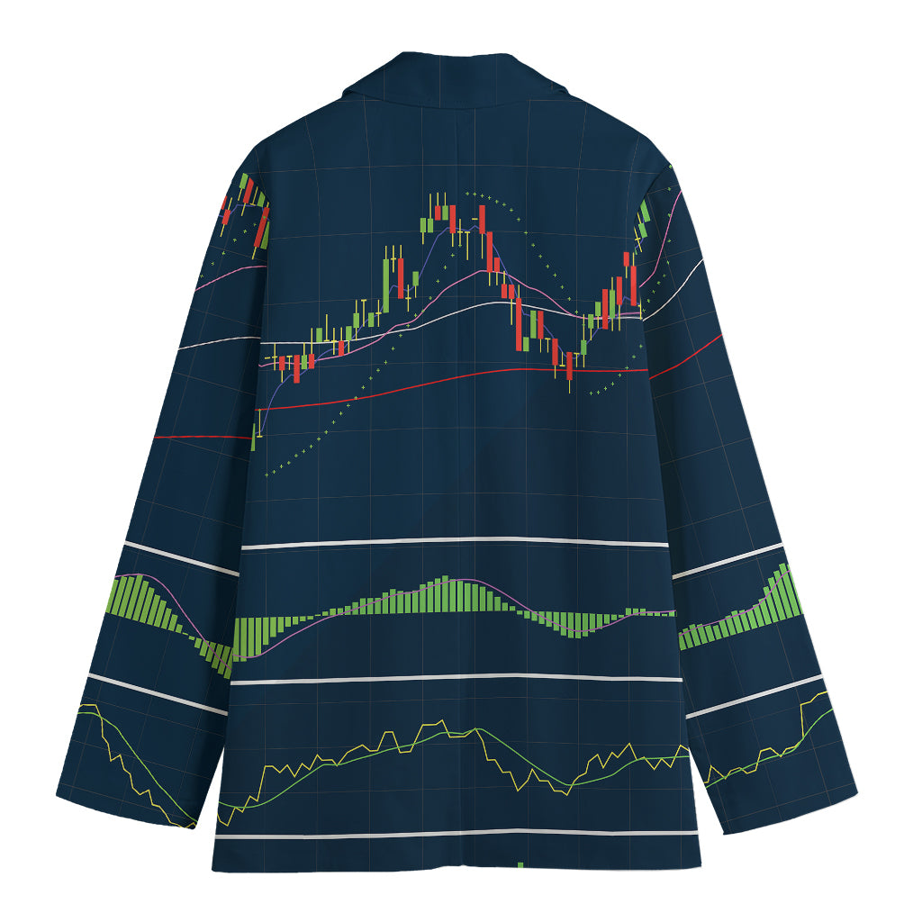 Stock Candlestick And Indicators Print Women's Cotton Blazer
