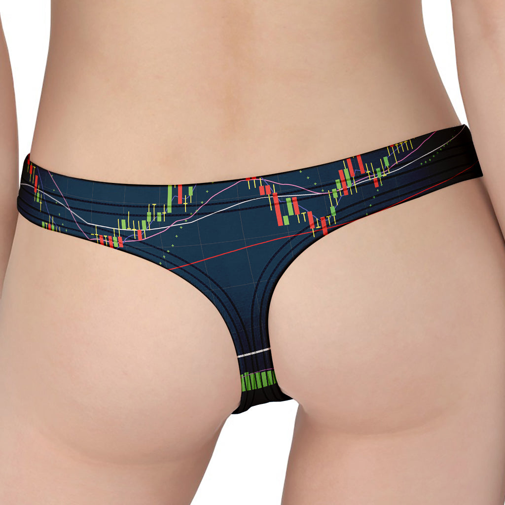 Stock Candlestick And Indicators Print Women's Thong