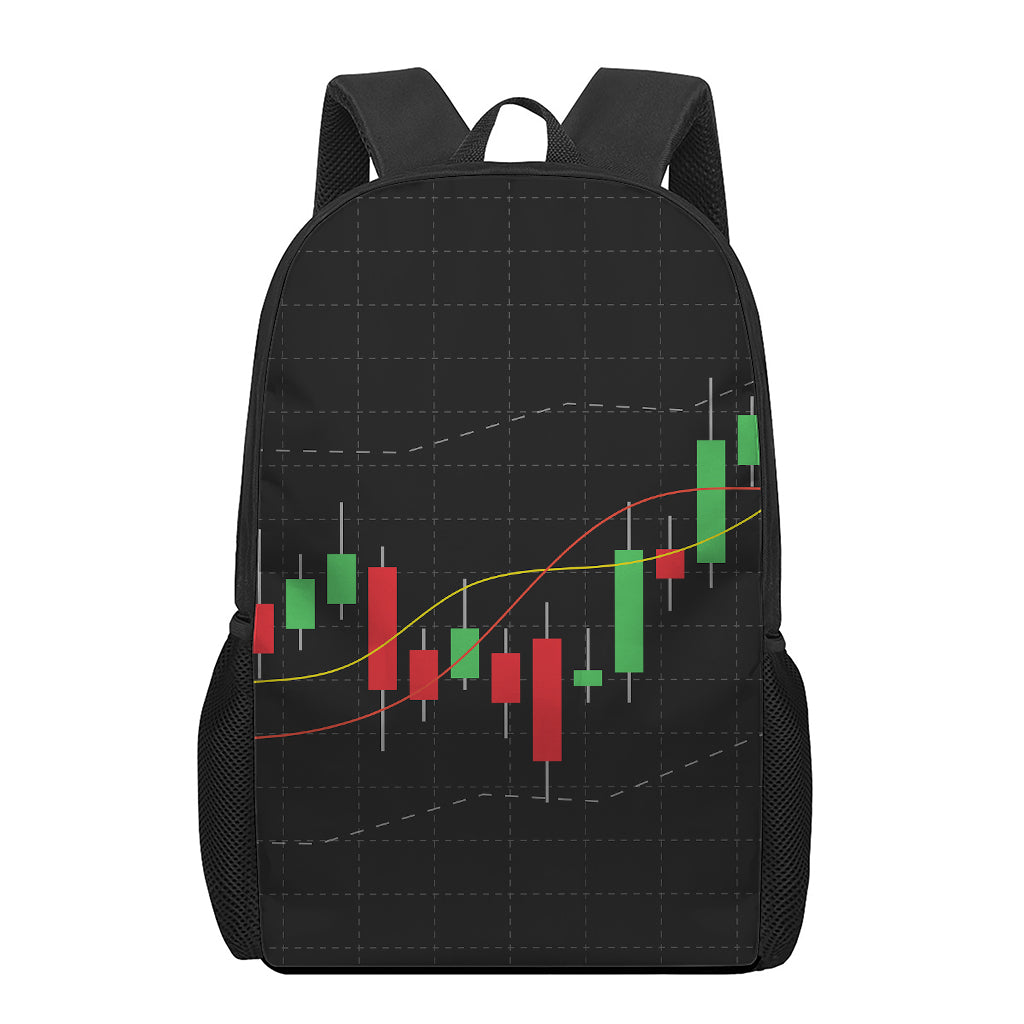 Stock Market Candlestick Print 17 Inch Backpack