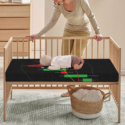Stock Market Candlestick Print Baby Crib Sheet