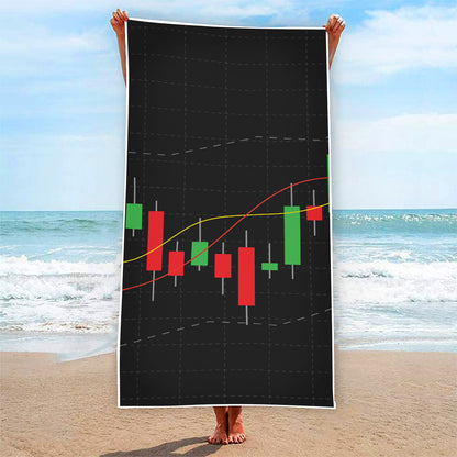 Stock Market Candlestick Print Beach Towel