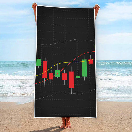 Stock Market Candlestick Print Beach Towel