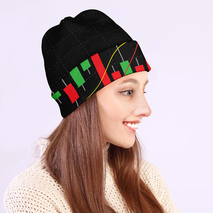 Stock Market Candlestick Print Beanie