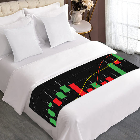 Stock Market Candlestick Print Bed Runner