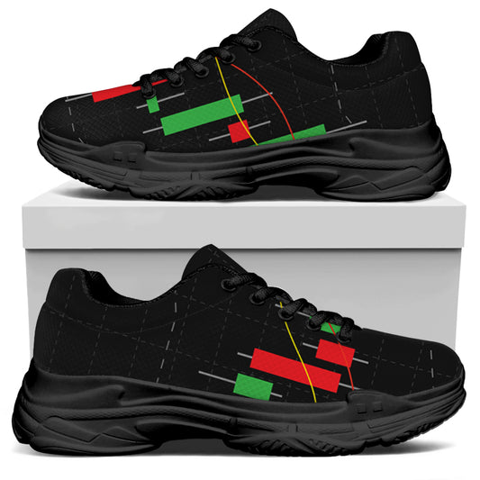 Stock Market Candlestick Print Black Chunky Shoes