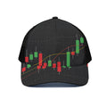 Stock Market Candlestick Print Black Mesh Trucker Hat