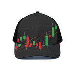 Stock Market Candlestick Print Black Mesh Trucker Cap