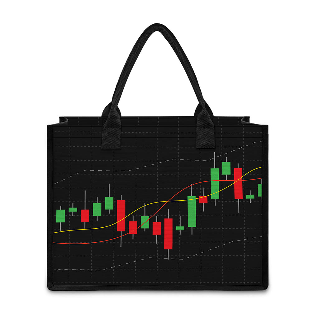 Stock Market Candlestick Print Canvas Tote Bag