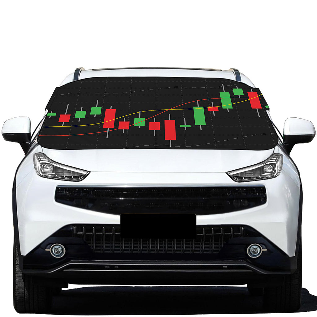 Stock Market Candlestick Print Car Windshield Snow Cover
