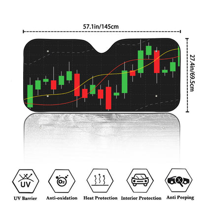 Stock Market Candlestick Print Car Windshield Sun Shade