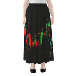 Stock Market Candlestick Print Chiffon Maxi Skirt