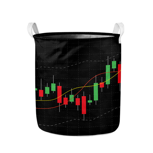 Stock Market Candlestick Print Collapsible Laundry Basket