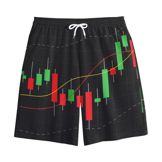 Stock Market Candlestick Print Cotton Shorts