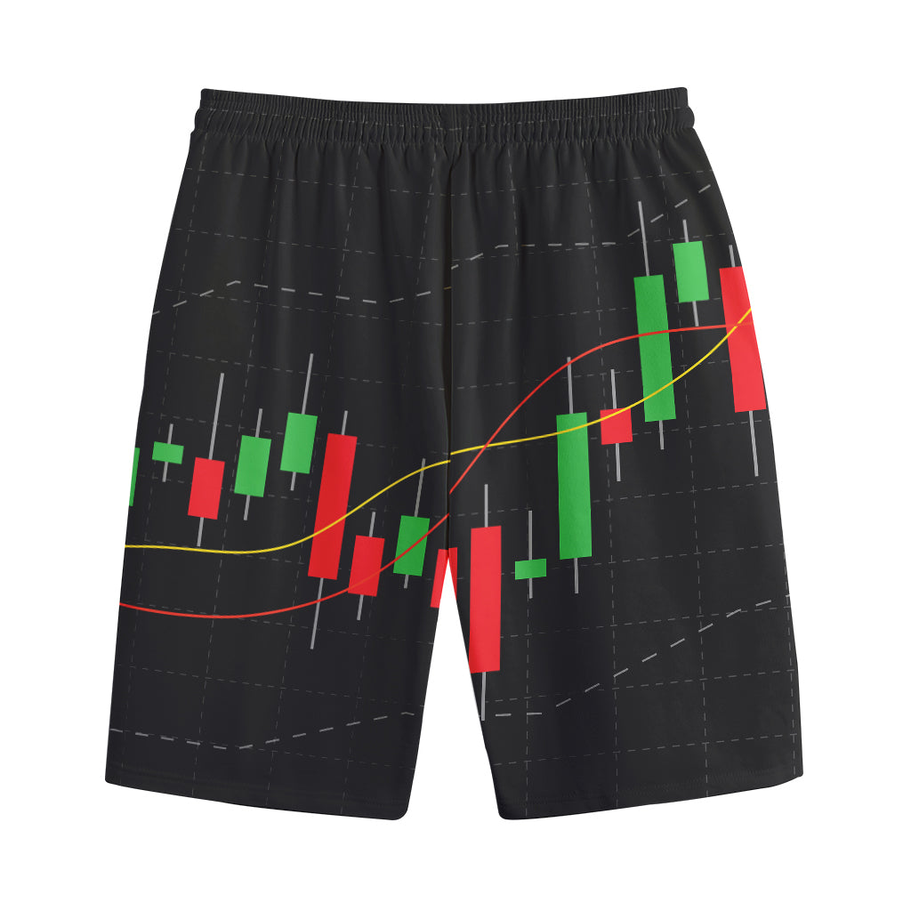 Stock Market Candlestick Print Cotton Shorts