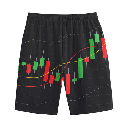 Stock Market Candlestick Print Cotton Shorts