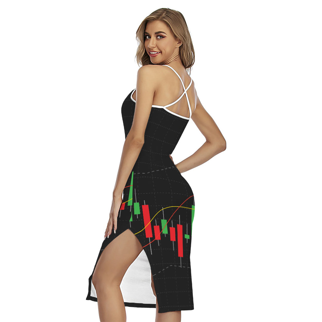Stock Market Candlestick Print Cross Back Cami Dress