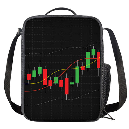 Stock Market Candlestick Print Crossbody Lunch Bag