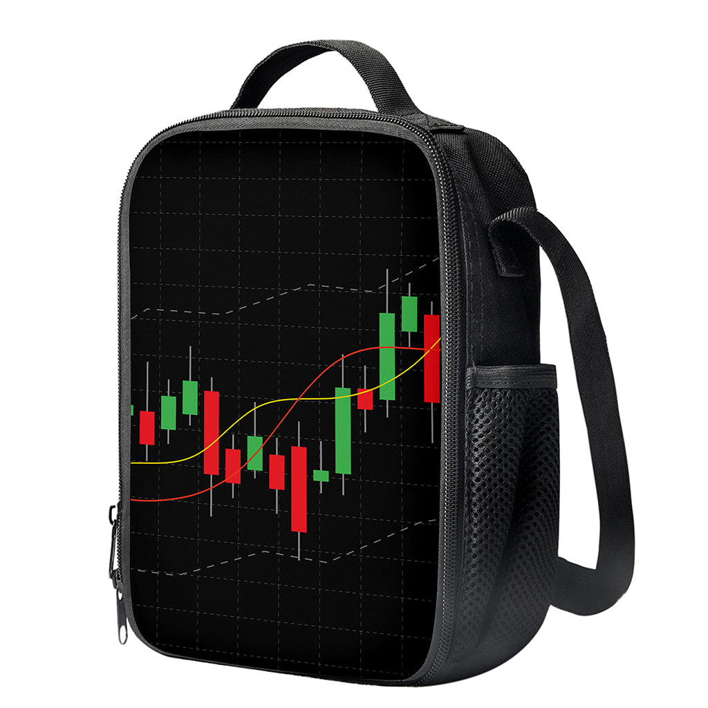 Stock Market Candlestick Print Crossbody Lunch Bag