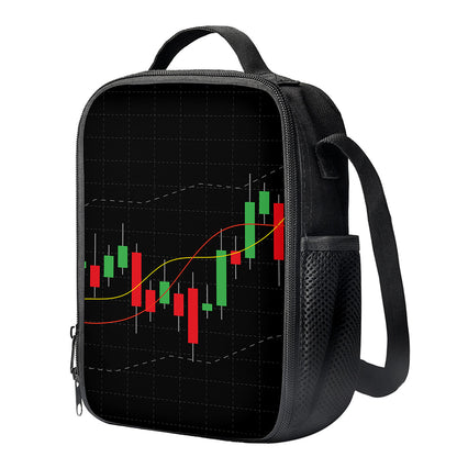 Stock Market Candlestick Print Crossbody Lunch Bag