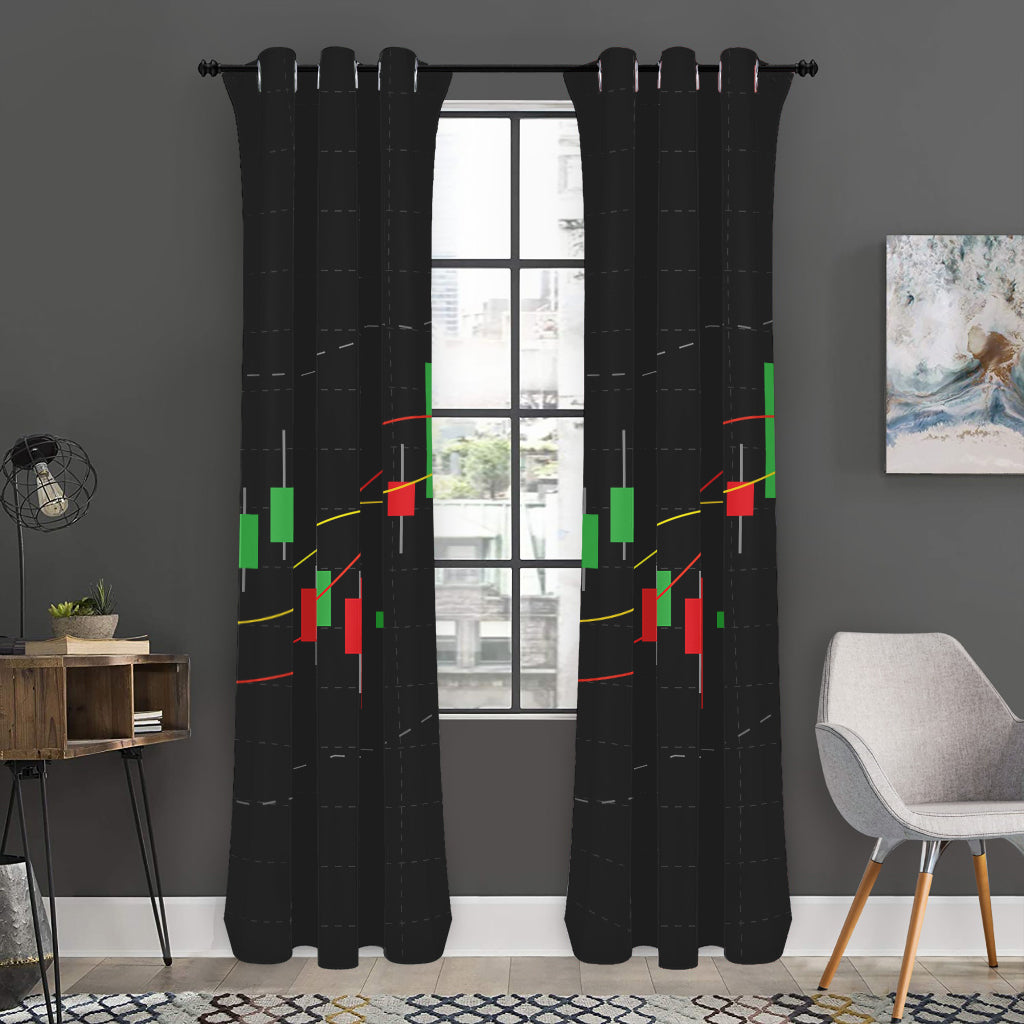 Stock Market Candlestick Print Curtain