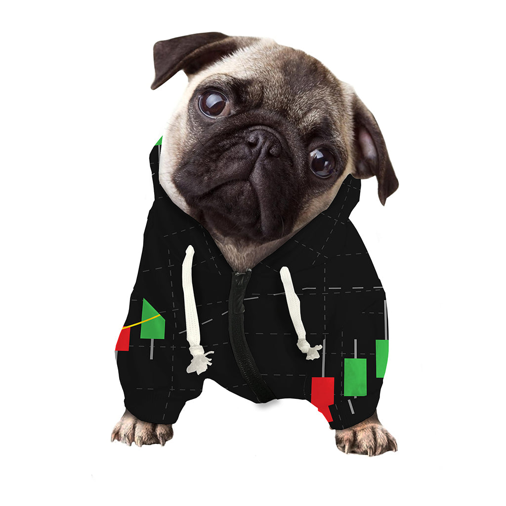 Stock Market Candlestick Print Dog Zip Up Hoodie