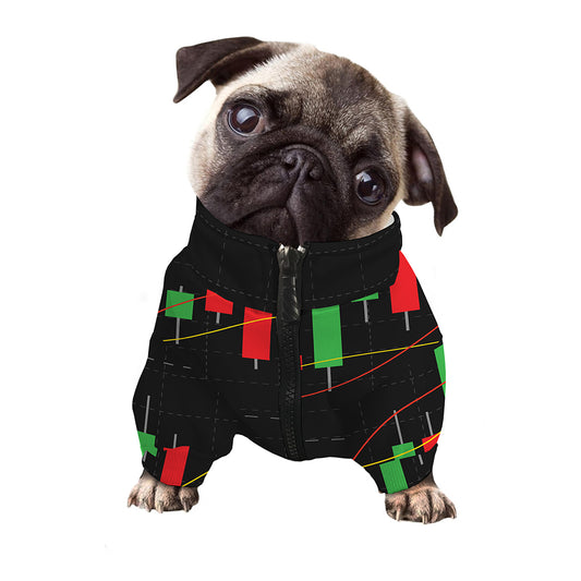 Stock Market Candlestick Print Dog Zip Up Jacket