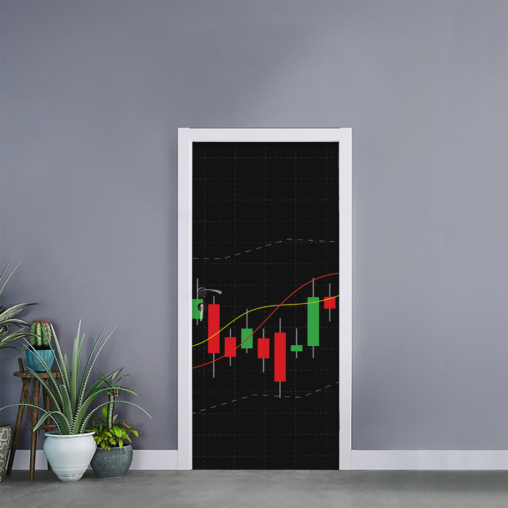Stock Market Candlestick Print Door Sticker