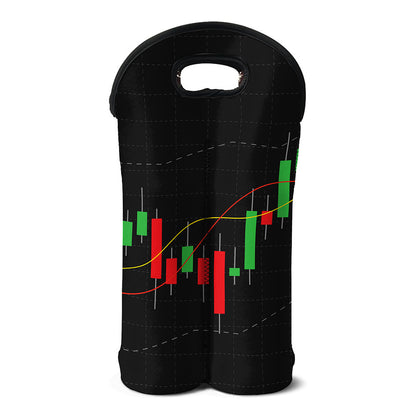 Stock Market Candlestick Print Double Neoprene Wine Tote