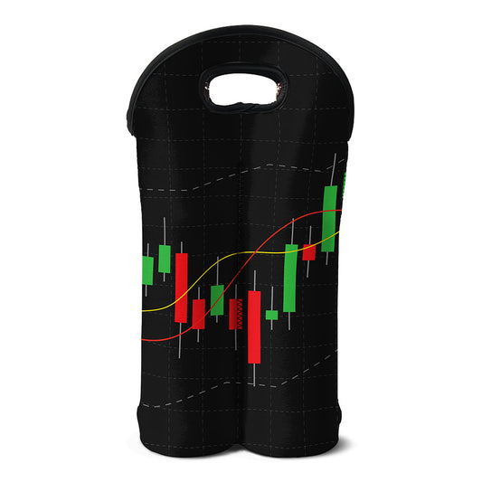 Stock Market Candlestick Print Double Neoprene Wine Tote