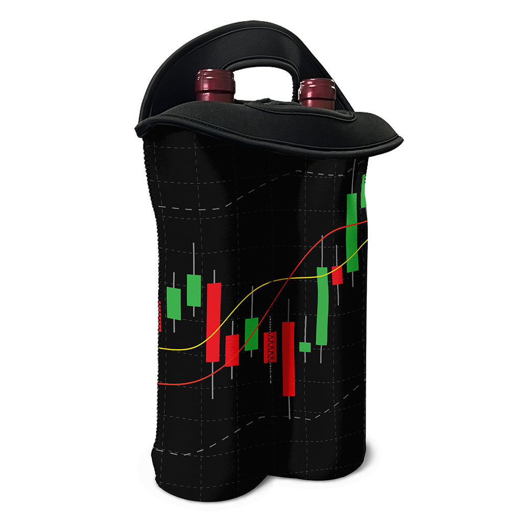 Stock Market Candlestick Print Double Neoprene Wine Tote