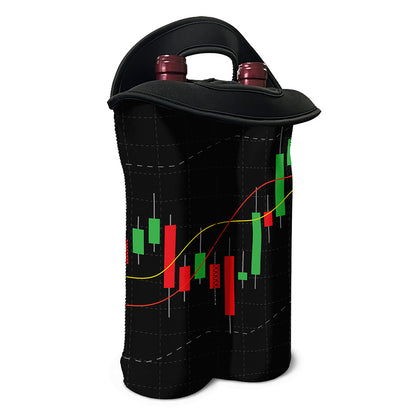 Stock Market Candlestick Print Double Neoprene Wine Tote