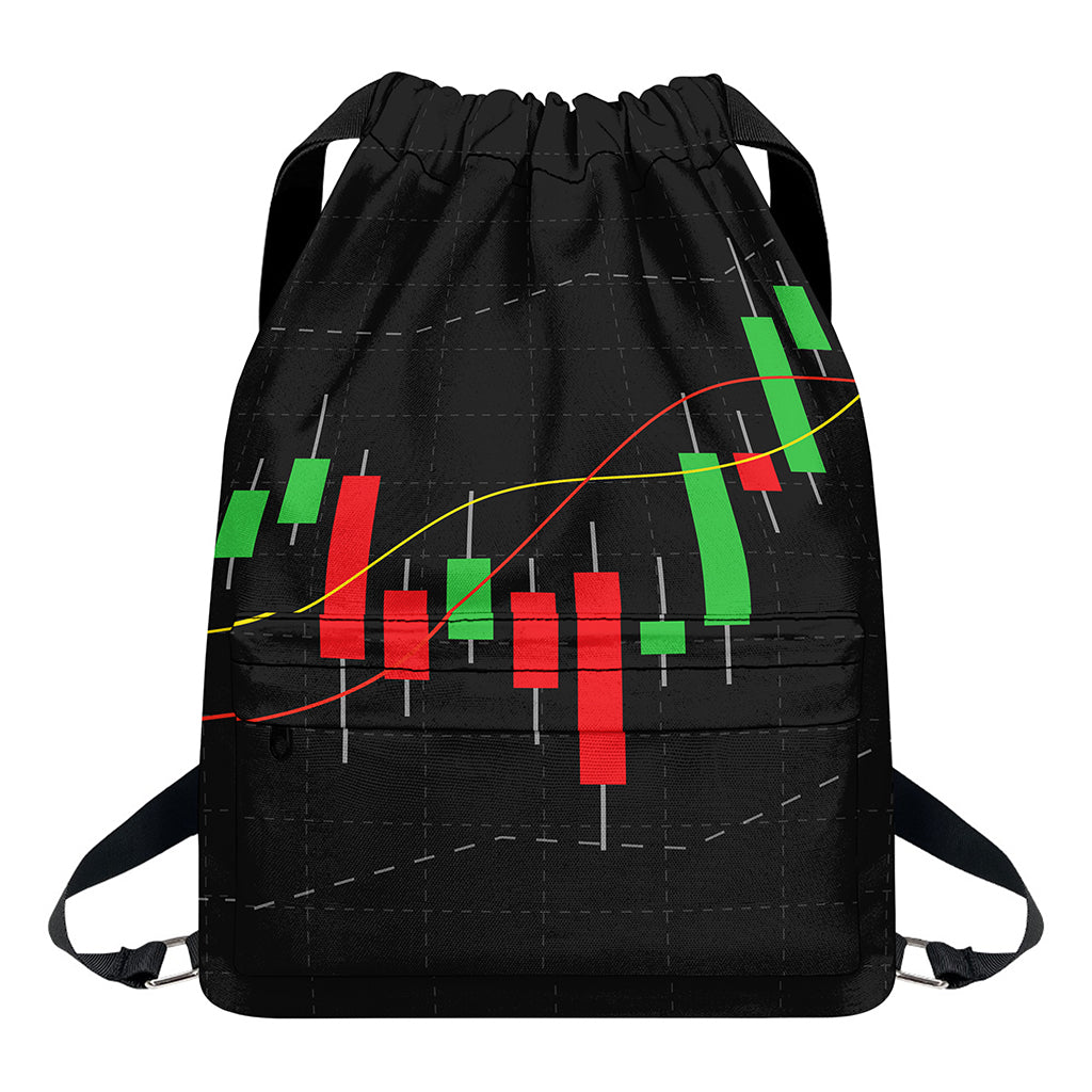 Stock Market Candlestick Print Drawstring Backpack