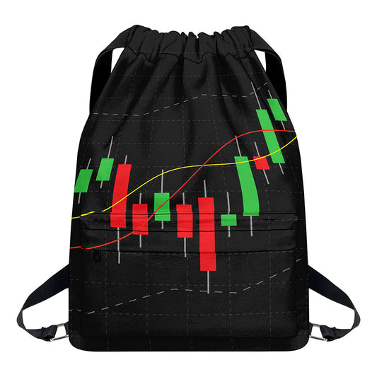 Stock Market Candlestick Print Drawstring Backpack