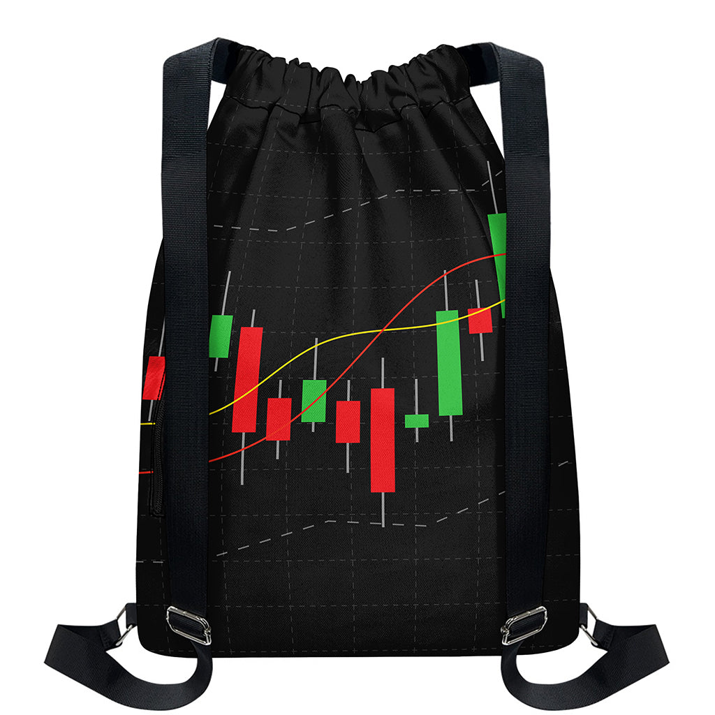 Stock Market Candlestick Print Drawstring Backpack
