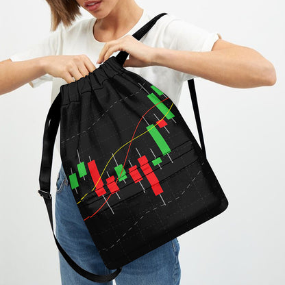 Stock Market Candlestick Print Drawstring Backpack