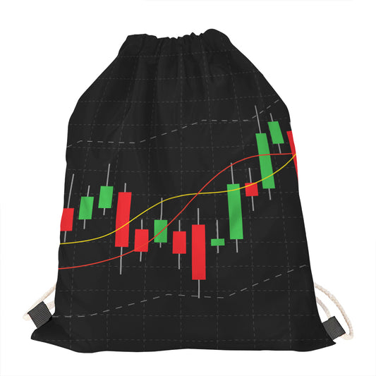 Stock Market Candlestick Print Drawstring Bag