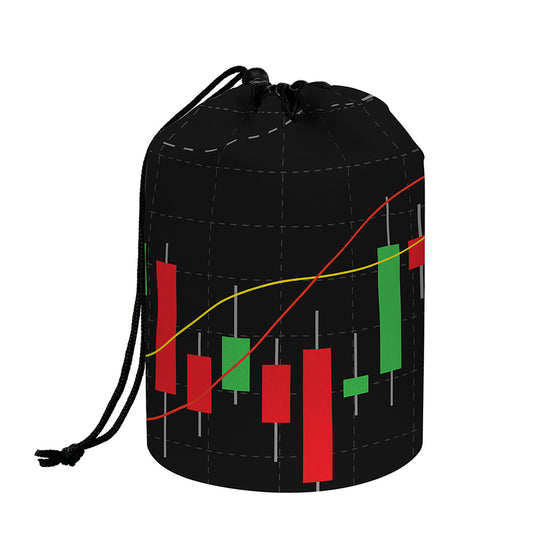Stock Market Candlestick Print Drawstring Makeup Bag