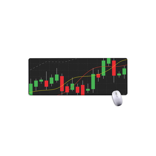 Stock Market Candlestick Print Extended Mouse Pad