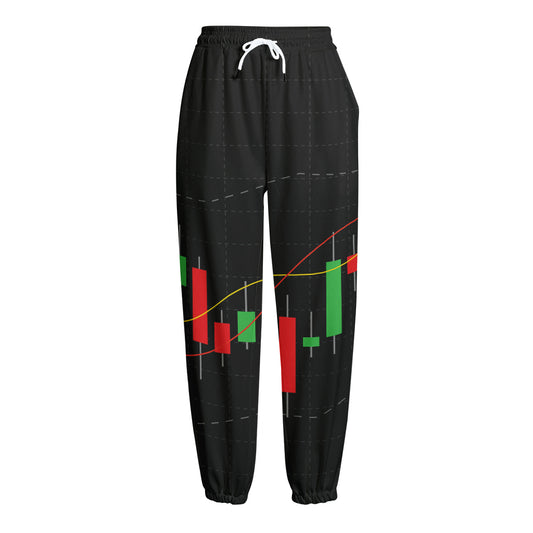 Stock Market Candlestick Print Fleece Lined Knit Pants