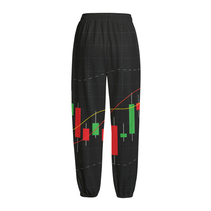 Stock Market Candlestick Print Fleece Lined Knit Pants