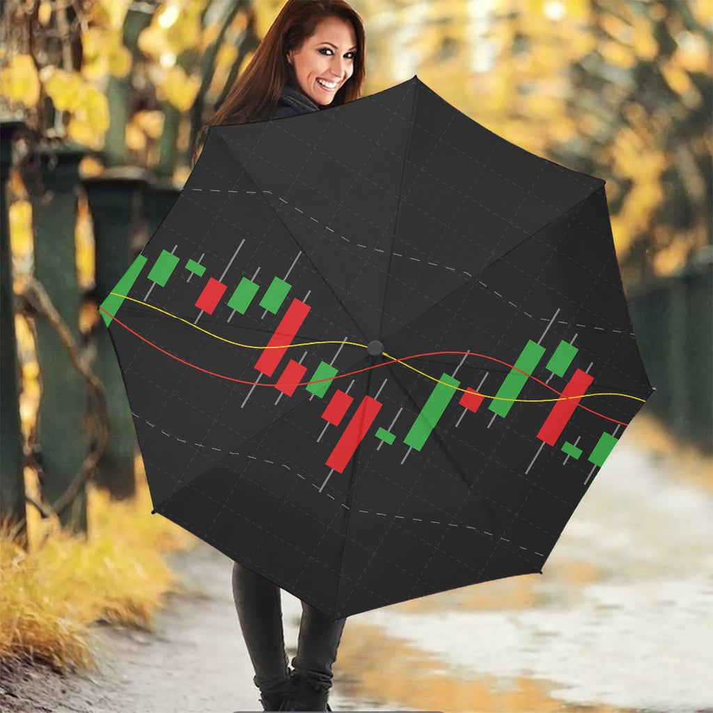 Stock Market Candlestick Print Foldable Umbrella