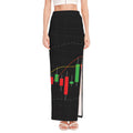 Stock Market Candlestick Print High Slit Maxi Skirt