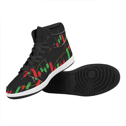 Stock Market Candlestick Print High Top Leather Sneakers