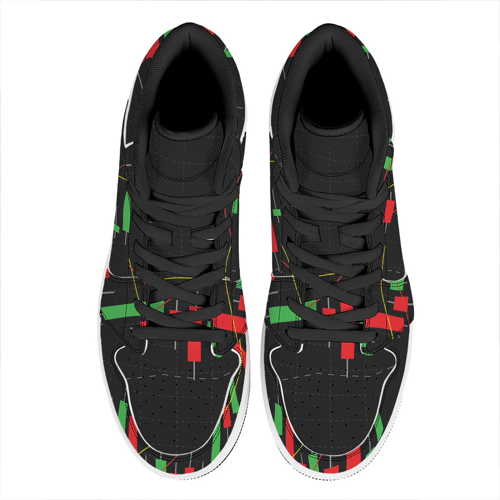 Stock Market Candlestick Print High Top Leather Sneakers