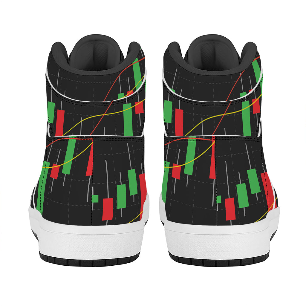 Stock Market Candlestick Print High Top Leather Sneakers