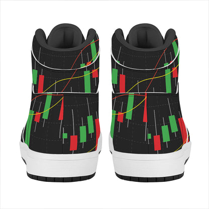 Stock Market Candlestick Print High Top Leather Sneakers