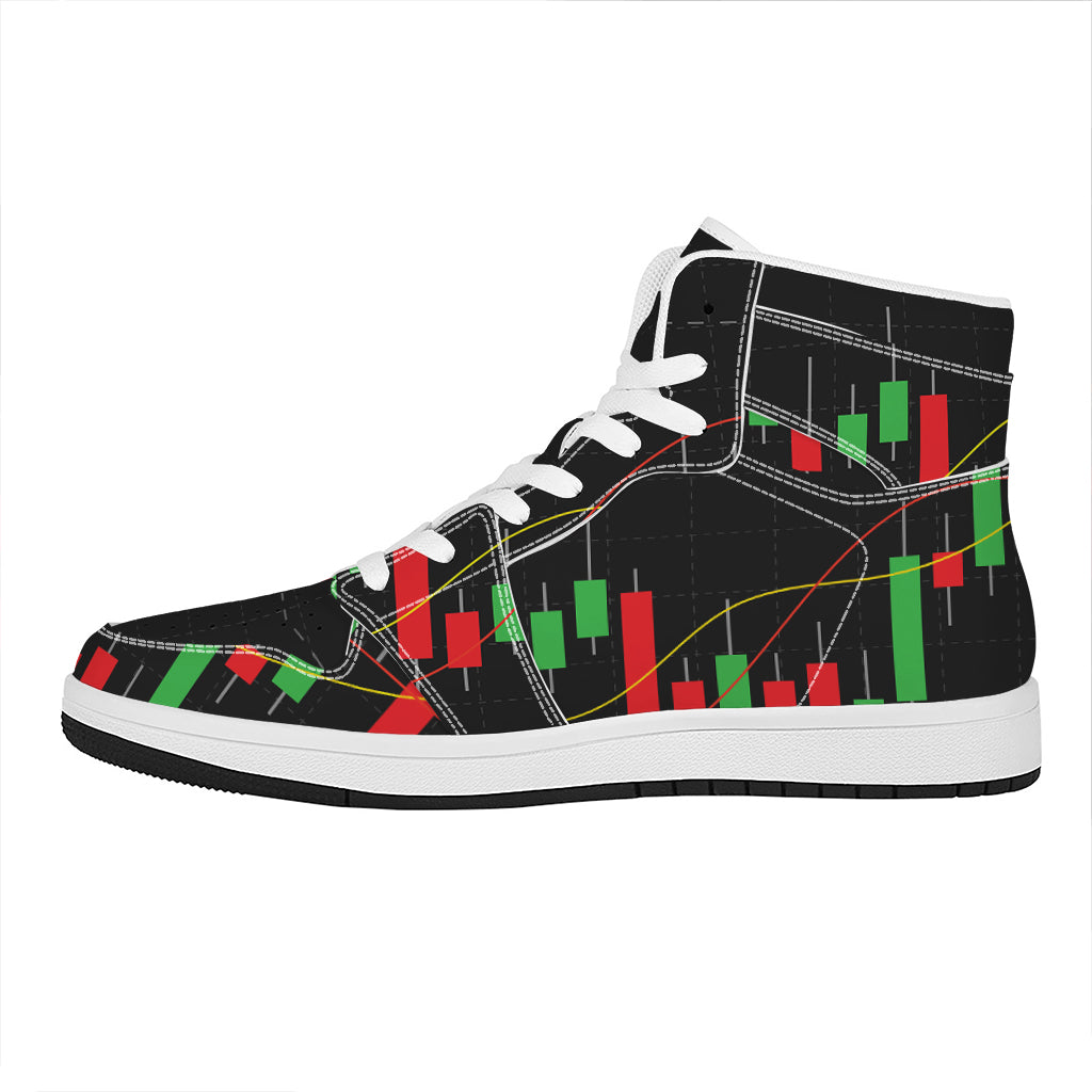 Stock Market Candlestick Print High Top Leather Sneakers