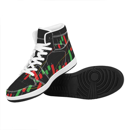 Stock Market Candlestick Print High Top Leather Sneakers