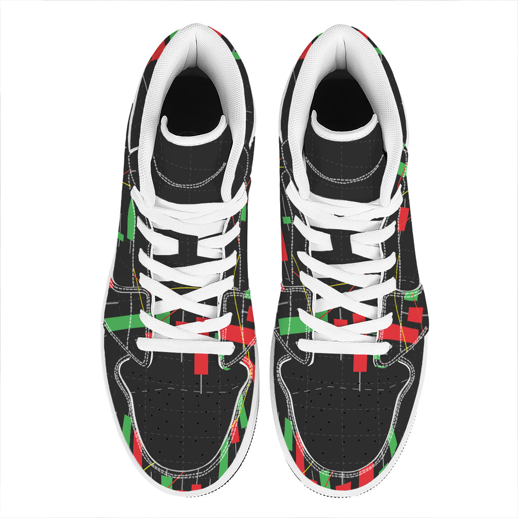 Stock Market Candlestick Print High Top Leather Sneakers