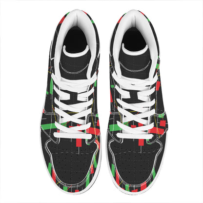 Stock Market Candlestick Print High Top Leather Sneakers